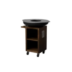 Brasero ø80cm sur meuble en corten
