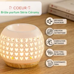 Brûle-parfum cœur en céramique + 2 he eucalyptus & pin sylvestre