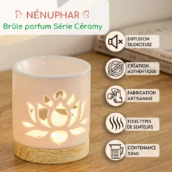 Brûle-parfum nénuphar + he arbre à thé + synergie méditation