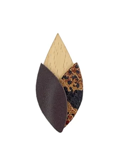 Broche en bois tulipe caramel