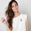 Broche tulipe prune en bois
