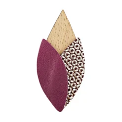 Broche tulipe prune en bois