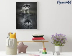 Broderie diamant chien et reflet de loup