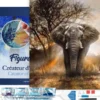 Broderie diamant eléphant dans la savane