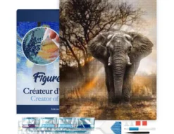 Broderie diamant eléphant dans la savane