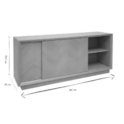 Buffet bas avec portes coulissantes en bois clair chêne l160 cm arrow