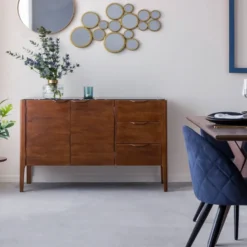 Buffet bois de manguier et marbre noir
