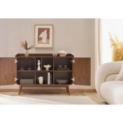 Buffet en bois foncé noyer 2 portes l122 cm hallen