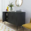 Buffet en métal gris et marbre blanc