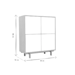 Buffet haut bois et blanc 4 portes l110 cm sid