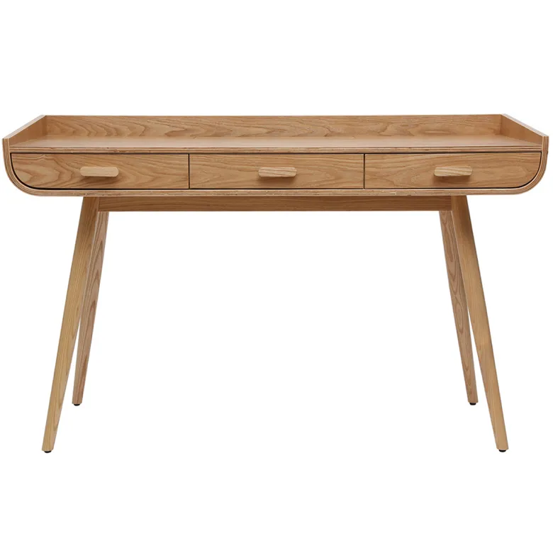 Bureau avec rangements 3 tiroirs bois clair l132 cm hallen