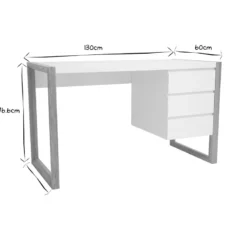 Bureau avec rangements 3 tiroirs blanc mat et bois clair l130 cm armel