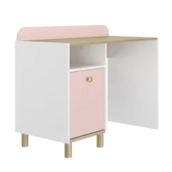 Bureau 1 porte blanc rose