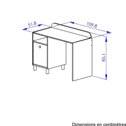 Bureau 1 porte blanc rose