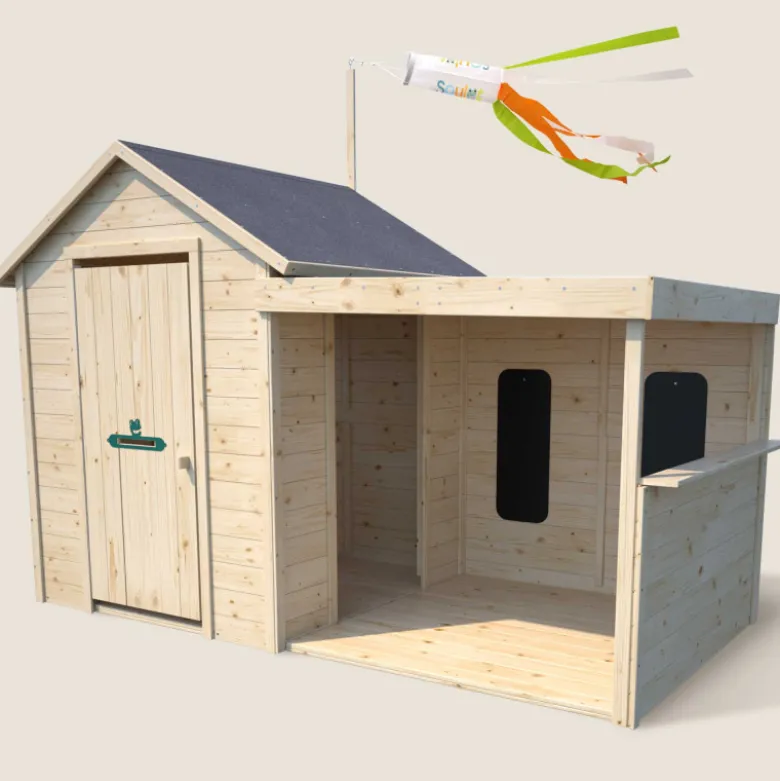 Cabane en bois avec préau sarah