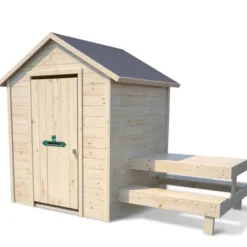 Cabane en bois avec table pique-nique ti