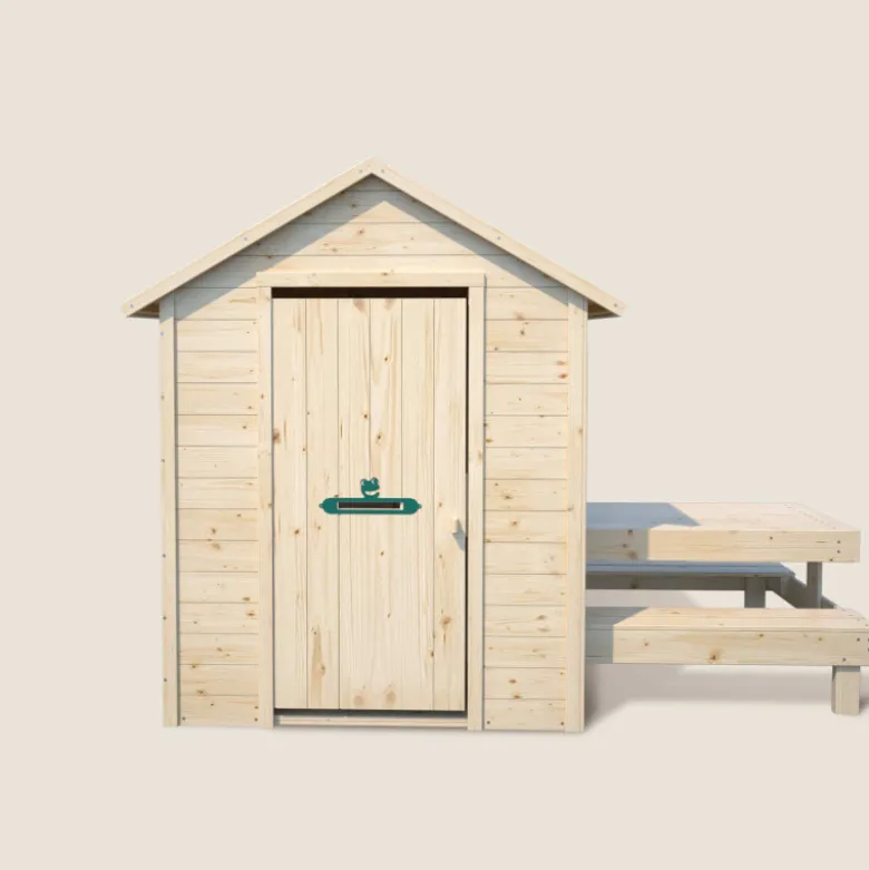 Cabane en bois avec table pique-nique ti
