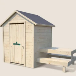 Cabane en bois avec table pique-nique ti