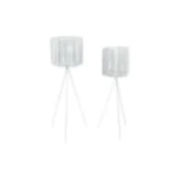 2 cache-pots sur pieds en métal mesh -