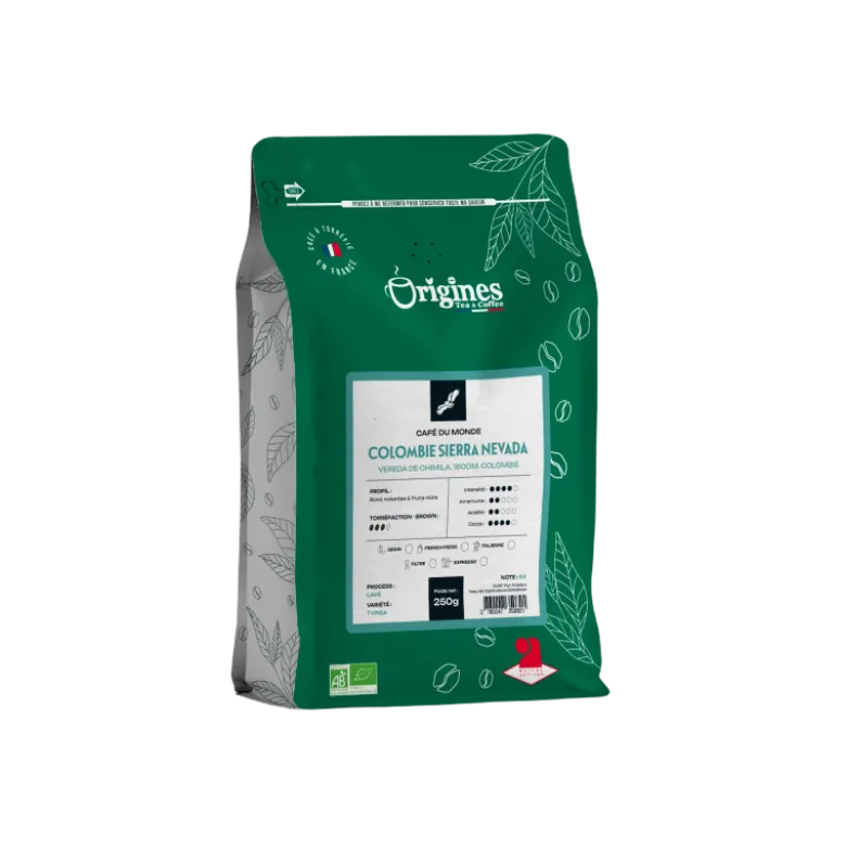 Café bio - colombie sierra nevada - pur arabica - grain 250g