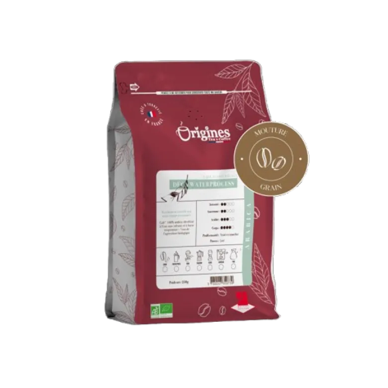 Café bio - déca waterprocess - blend pur arabica - grain 250g