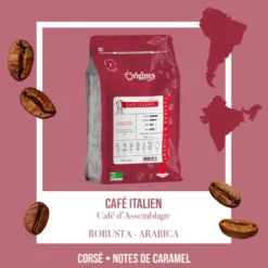 Café bio - italien - blend arabica et robusta - grain 250g