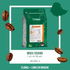 Café bio - moka sidamo - pur arabica - grain 250g