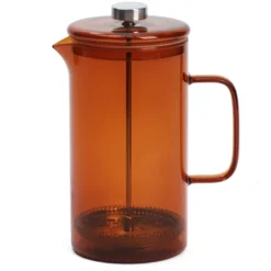 Cafetière à piston en verre borosilicate avec filtre inox