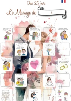 Calendrier de l'avant mariage 25 jours