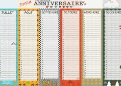 Calendrier perpétuel joyeux anniversaires- format a3 recto verso - sans année