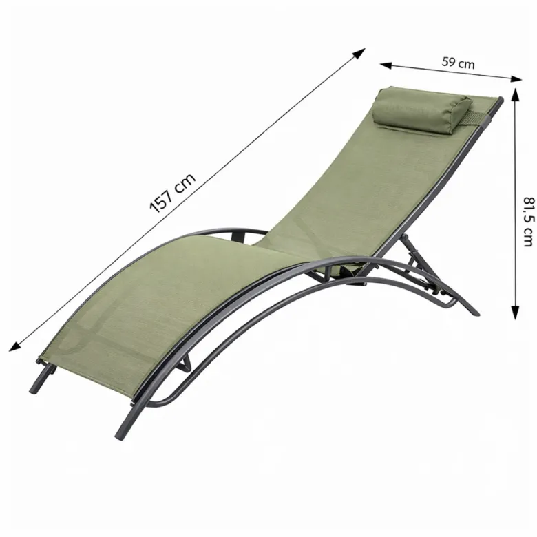 Cali lot de 2 transats ajustables gris et kaki