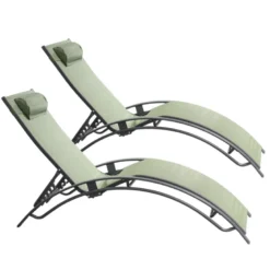 Cali lot de 2 transats ajustables gris et kaki
