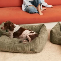 Cama, panier chien velours côtelé vert m