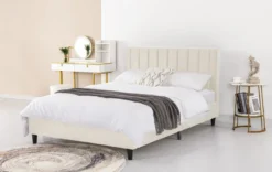 Cambridge lit 160x200 cm en velours beige