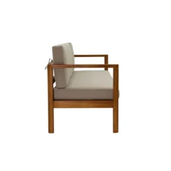 Canapé de jardin 3 places en bois et coussins déhoussables taupe l190 cm akis