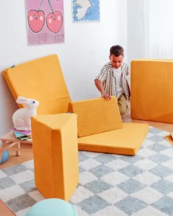 Canapé de jeu modulable le pagaille - jaune côtelé Jaune