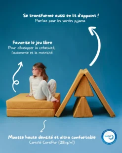 Canapé de jeu modulable le pagaille - jaune côtelé Jaune