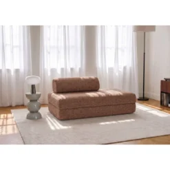 Canapé droit modulable et convertible 2 places - tissu tweed Rouge