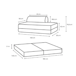 Canapé droit modulable et convertible 2 places - tissu tweed Rouge