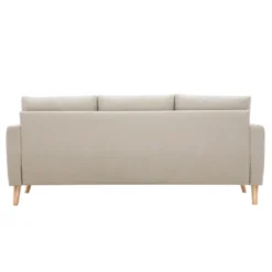 Canapé 3 places en tissu beige et bois clair munik