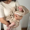 Cape de bain bébé nid d'abeille coton
