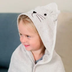Cape de bain chat gris