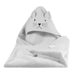 Cape de bain chat gris
