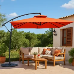 Capri parasol terracotta déporté rond 295 x 295 m