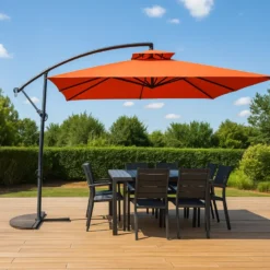 Capri parasol terracotta déporté rond 295 x 295 m
