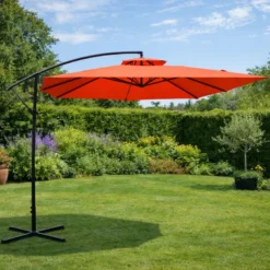 Capri parasol terracotta déporté rond 295 x 295 m