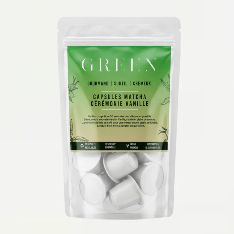 10 capsules matcha latte vanille vegan