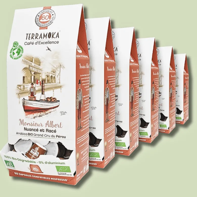 360 capsules nespresso® home compost du pérou bio- ( 6 distributeurs de 60 caps)