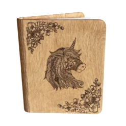 Carnet en bois - Licorne