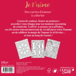20 cartes d'amour à colorier Je t'aime